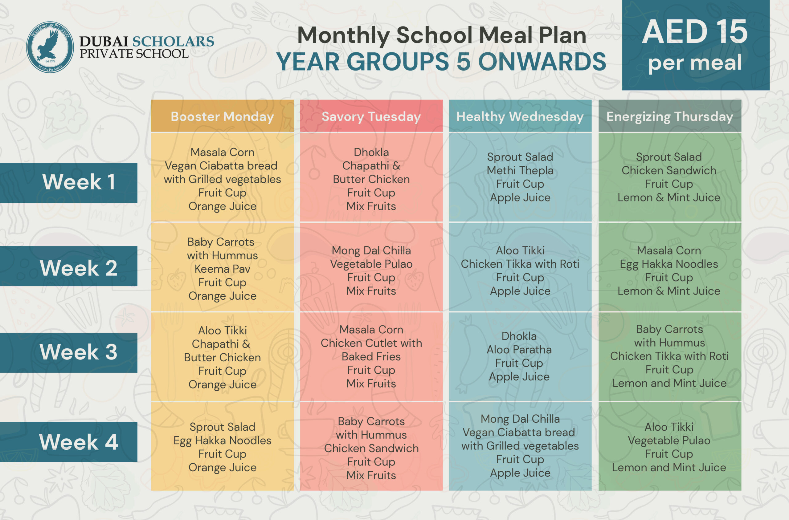 School Meal Plan Dubai Scholars Private School